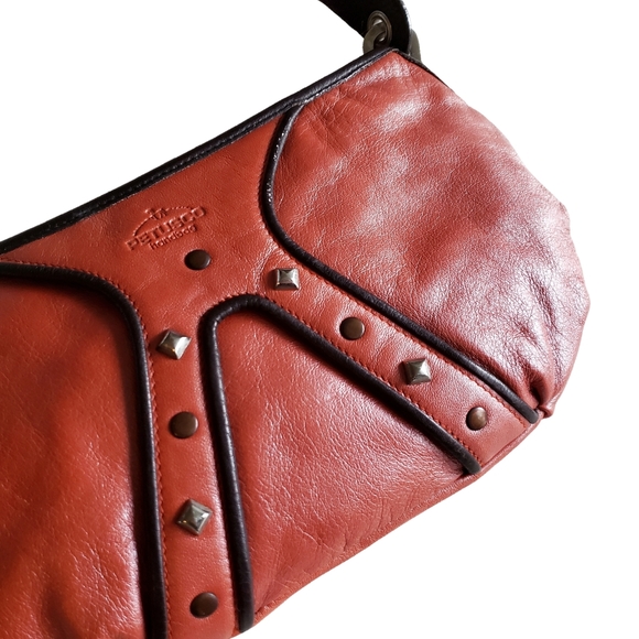 Petusco Studded Metallic Red Leather Handbag - Picture 6 of 8